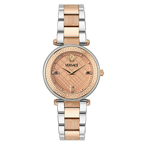 Versace Reve Two-tone Stainless Steel Rose Gold Dial Quartz Watch for Ladies - VE8B00424