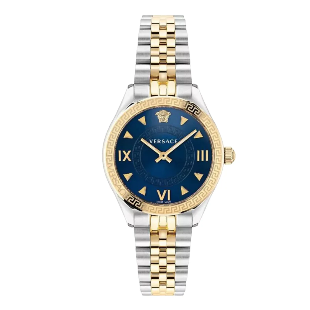 Versace Two -Tone Stainless Steel Blue Dial Quartz Watch for Ladies - VE2S00522