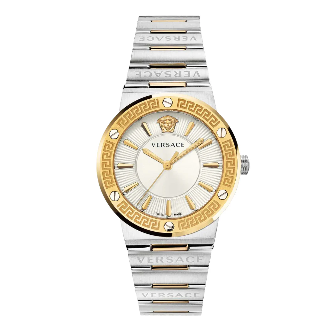 Versace Two -Tone Stainless Steel Silver Dial Quartz Watch for Ladies - VEVH00620