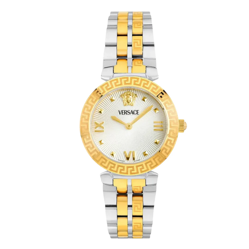 Versace Two -Tone Stainless Steel White Dial Quartz Watch for Ladies - VEOCA0324