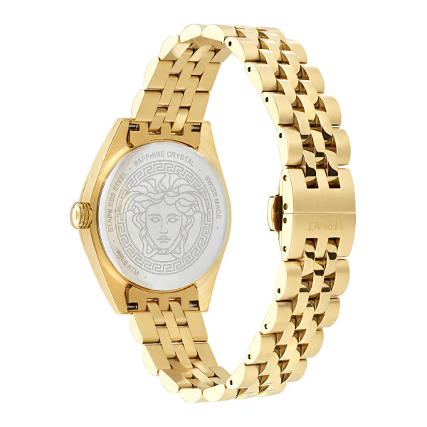 Versace V-Code Gold Stainless Steel Black Dial Quartz Watch for Ladies - VE8I00724 - Image 2