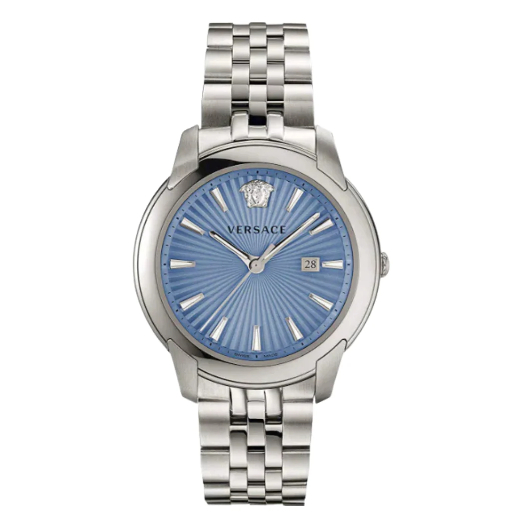 Versace V-Urban Silver Stainless Steel Blue Dial Quartz Watch for Gents - VELQ00419