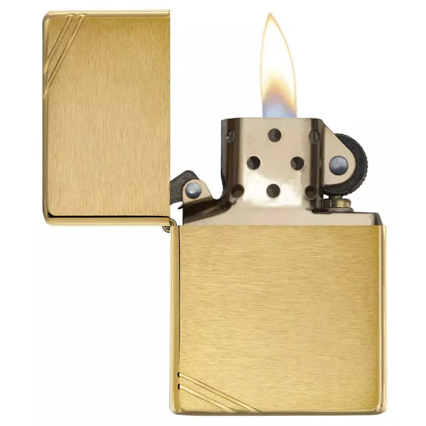 Zippo Brushed Brass Vintage With Slashes Lighter - Image 2
