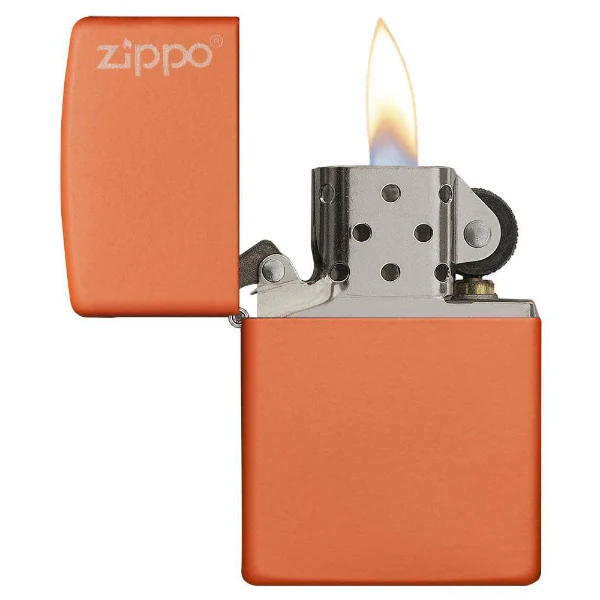 Zippo Classic Orange Matte Logo Lighter - Image 2