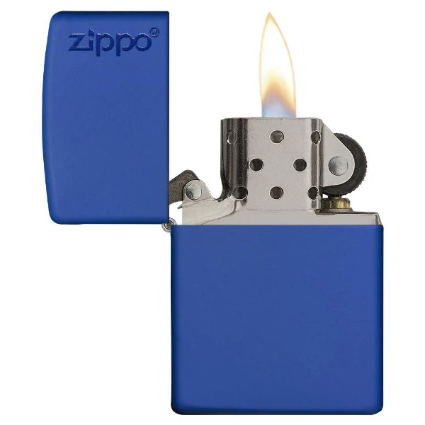 Zippo Classic Royal Blue Matte Logo Lighter - Image 2