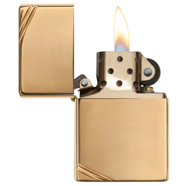 Zippo High Polish Brass Vintage With Slashes Lighter - Image 2