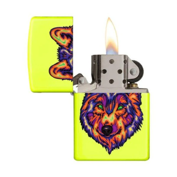 Zippo Neon Wolf Yellow Finish Lighter - Image 2