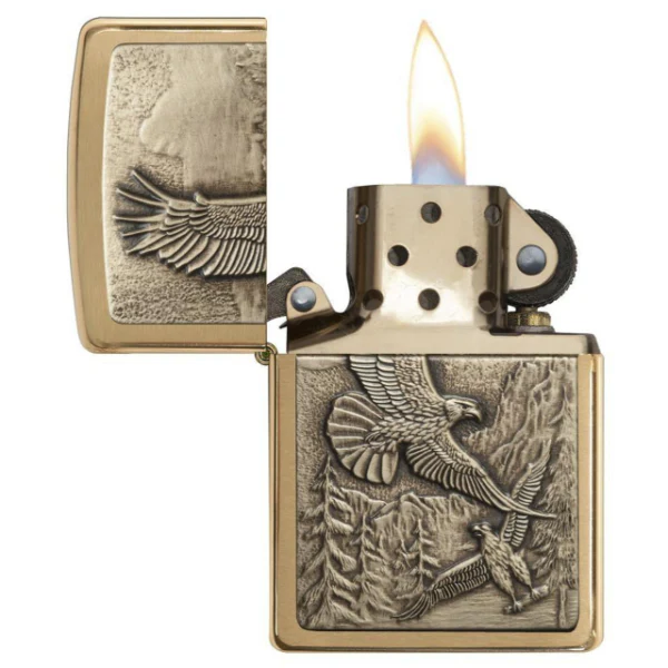 Zippo Where Eagles Dare - Brushed Brass Lighter - Image 2